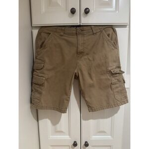 Iron Co. Cargo‎ Pockets Utility Tan Shorts Men's Size 34 Flat Front